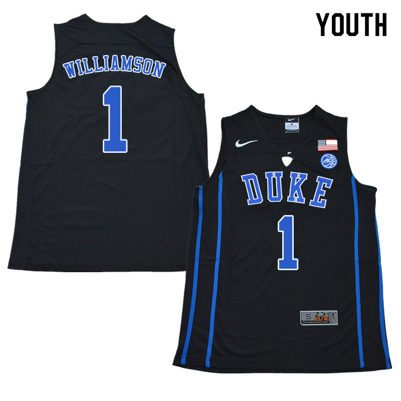 2018 Youth #1 Zion Williamson Duke Blue Devils College Basketball Jerseys Sale-Black - Click Image to Close